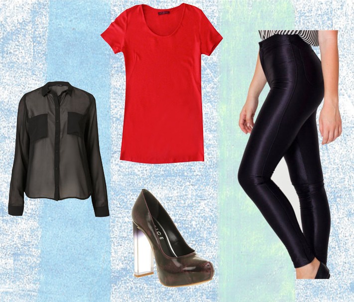 arteecollage womens top disco pants heels chiffon top modal